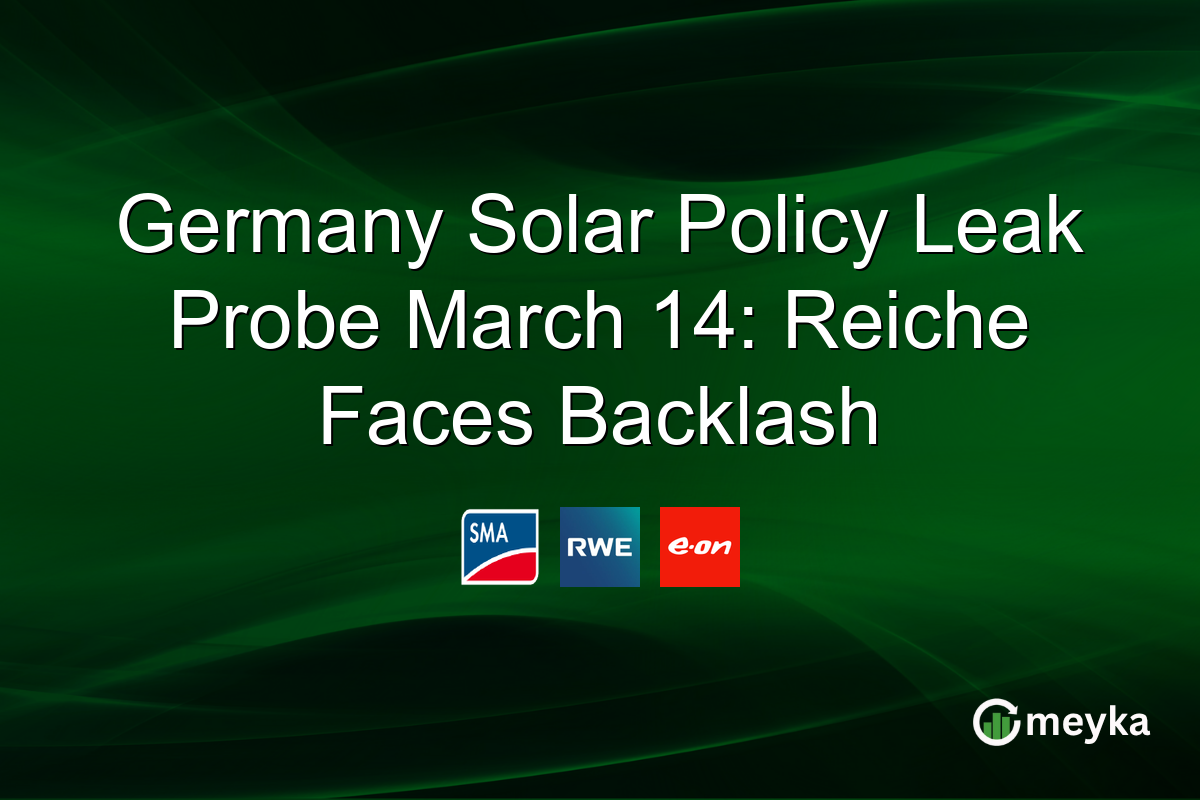 Germany Solar Policy Leak Probe March 14: Reiche Faces Backlash
