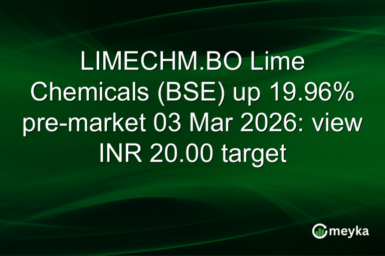 LIMECHM.BO Lime Chemicals (BSE) up 19.96% pre-market 03 Mar 2026: view INR 20.00 target