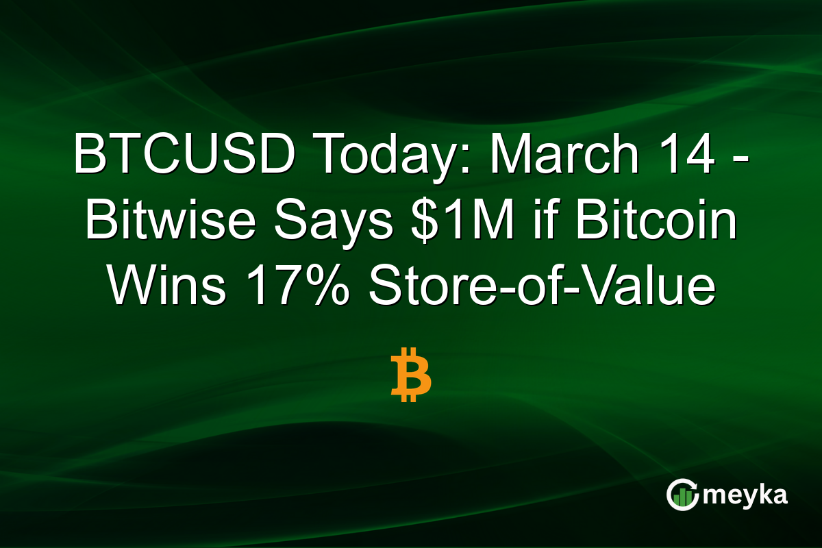 BTCUSD Today: March 14 – Bitwise Says $1M if Bitcoin Wins 17% Store-of-Value