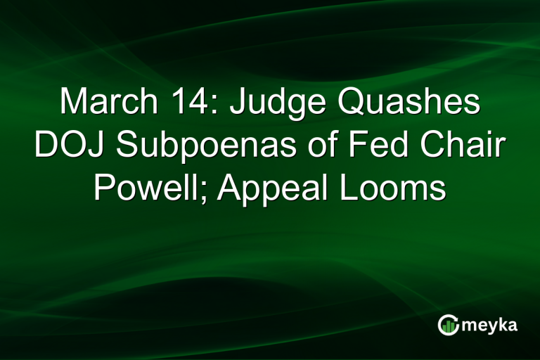 March 14: Judge Quashes DOJ Subpoenas of Fed Chair Powell; Appeal Looms