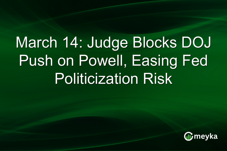 March 14: Judge Blocks DOJ Push on Powell, Easing Fed Politicization Risk