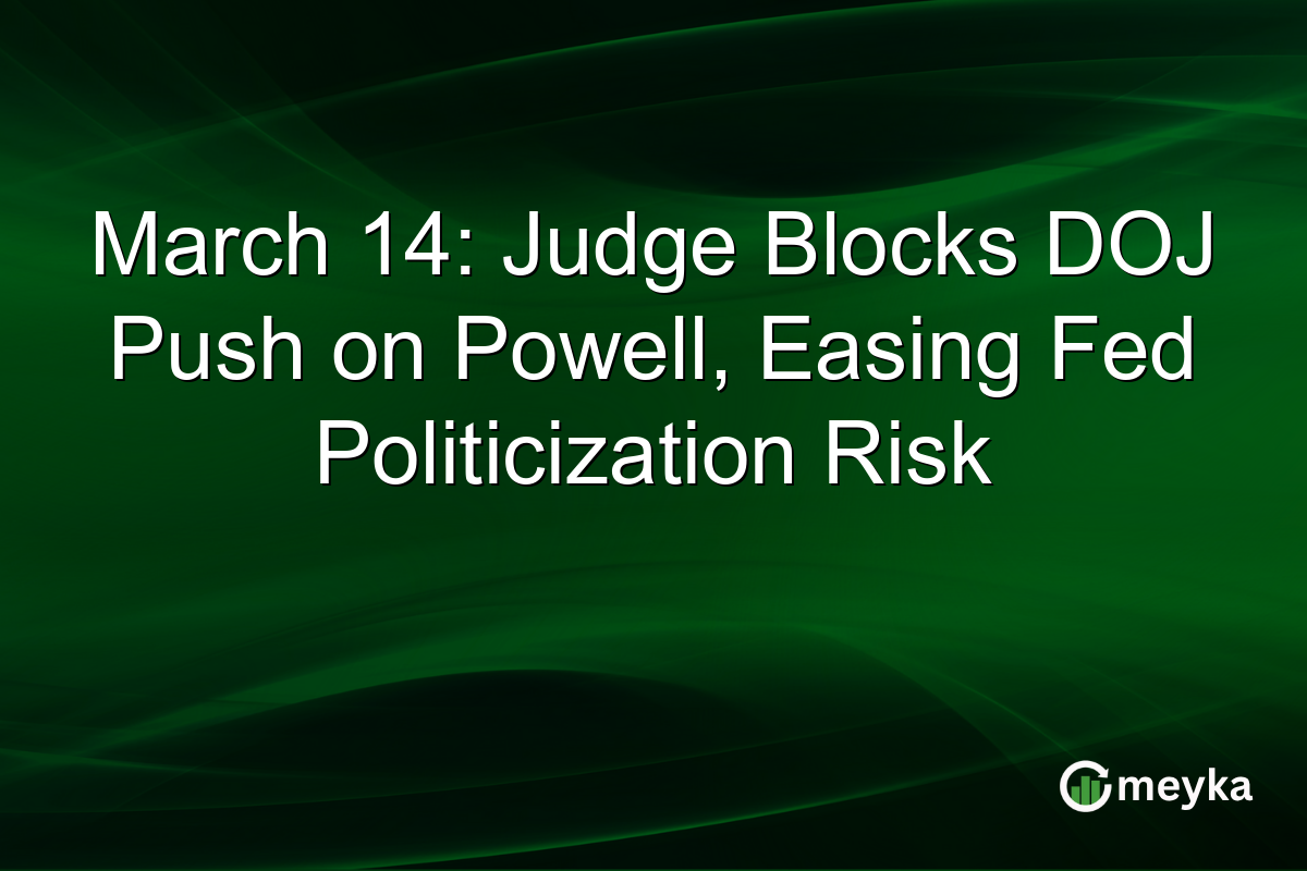 March 14: Judge Blocks DOJ Push on Powell, Easing Fed Politicization Risk