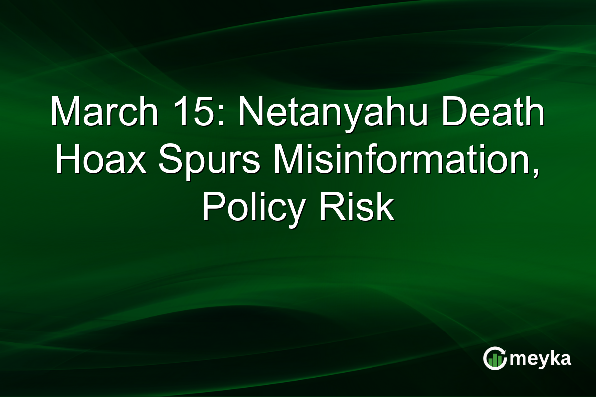 March 15: Netanyahu Death Hoax Spurs Misinformation, Policy Risk