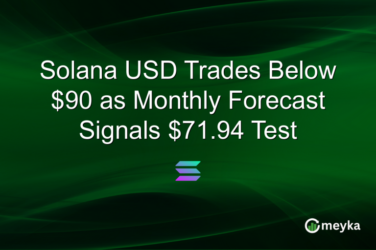 Solana USD Trades Below $90 as Monthly Forecast Signals $71.94 Test