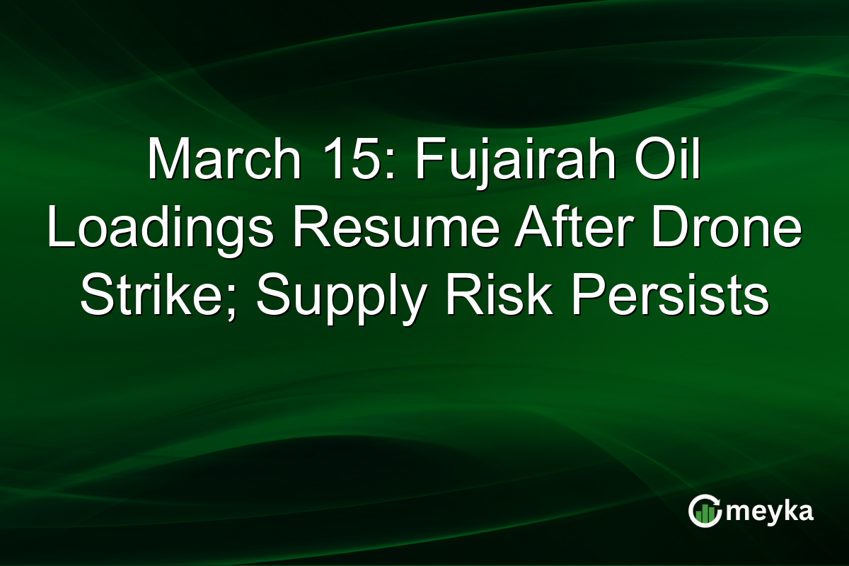 March 15: Fujairah Oil Loadings Resume After Drone Strike; Supply Risk Persists