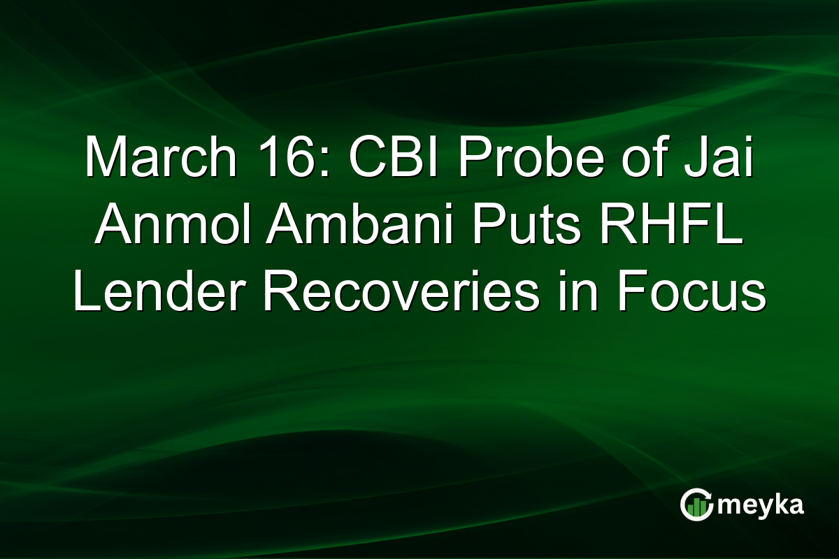 March 16: CBI Probe of Jai Anmol Ambani Puts RHFL Lender Recoveries in Focus