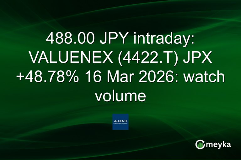 488.00 JPY intraday: VALUENEX (4422.T) JPX +48.78% 16 Mar 2026: watch volume