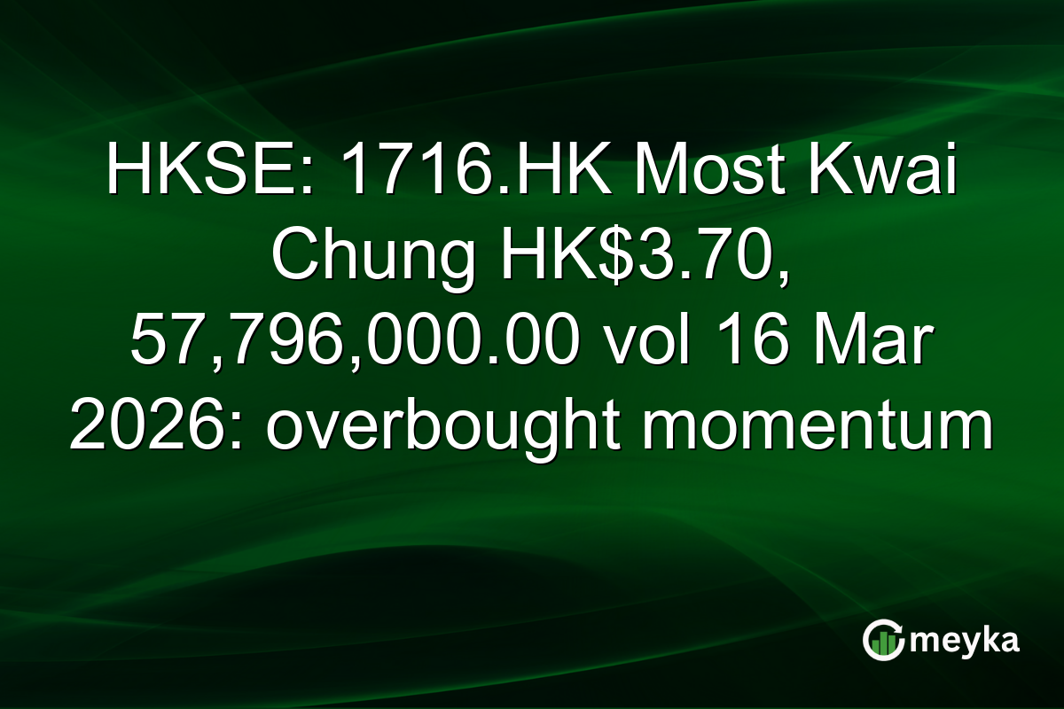 HKSE: 1716.HK Most Kwai Chung HK$3.70, 57,796,000.00 vol 16 Mar 2026: overbought momentum