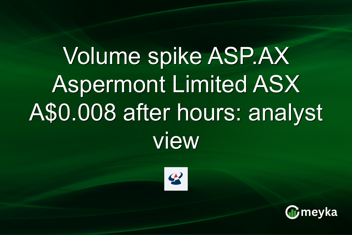 Volume spike ASP.AX Aspermont Limited ASX A$0.008 after hours: analyst view