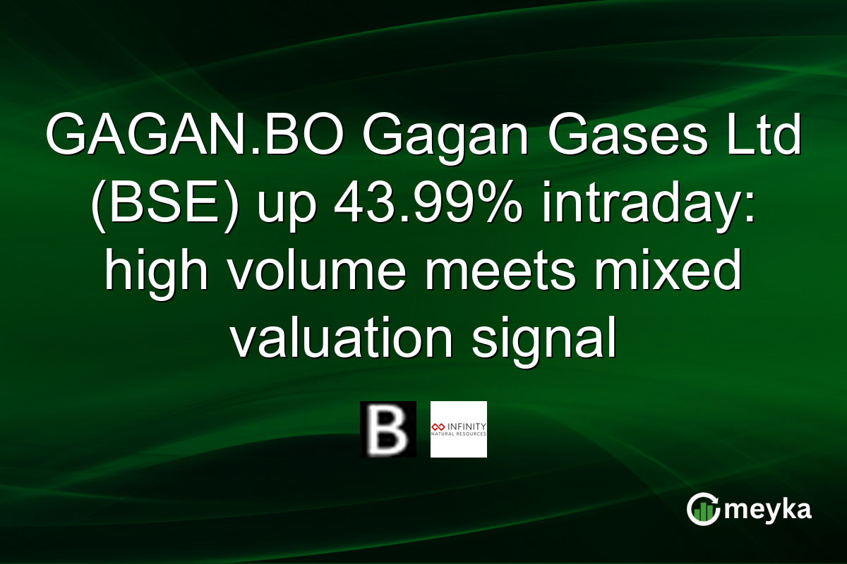 GAGAN.BO Gagan Gases Ltd (BSE) up 43.99% intraday: high volume meets mixed valuation signal