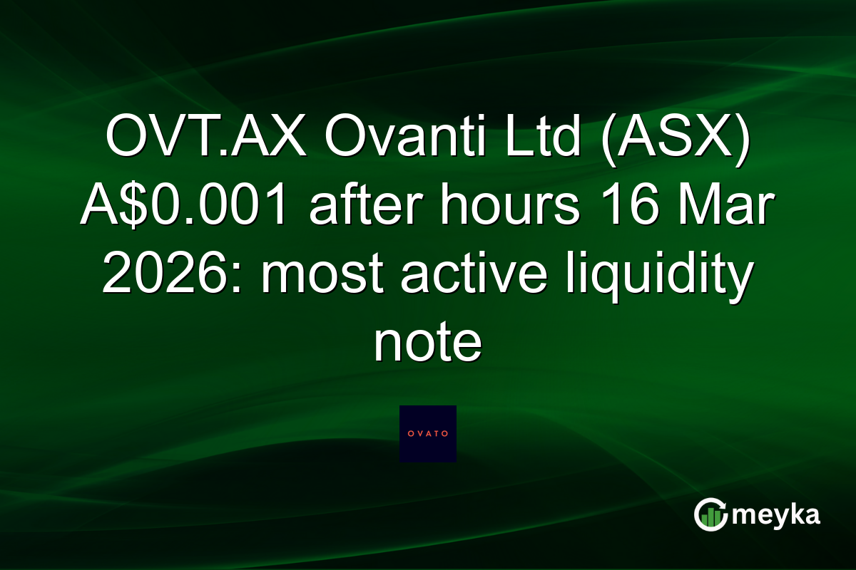 OVT.AX Ovanti Ltd (ASX) A$0.001 after hours 16 Mar 2026: most active liquidity note