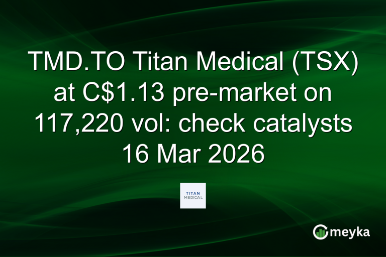 TMD.TO Titan Medical (TSX) at C$1.13 pre-market on 117,220 vol: check catalysts 16 Mar 2026