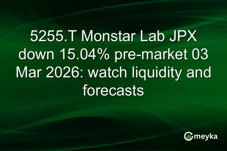 5255.T Monstar Lab JPX down 15.04% pre-market 03 Mar 2026: watch liquidity and forecasts