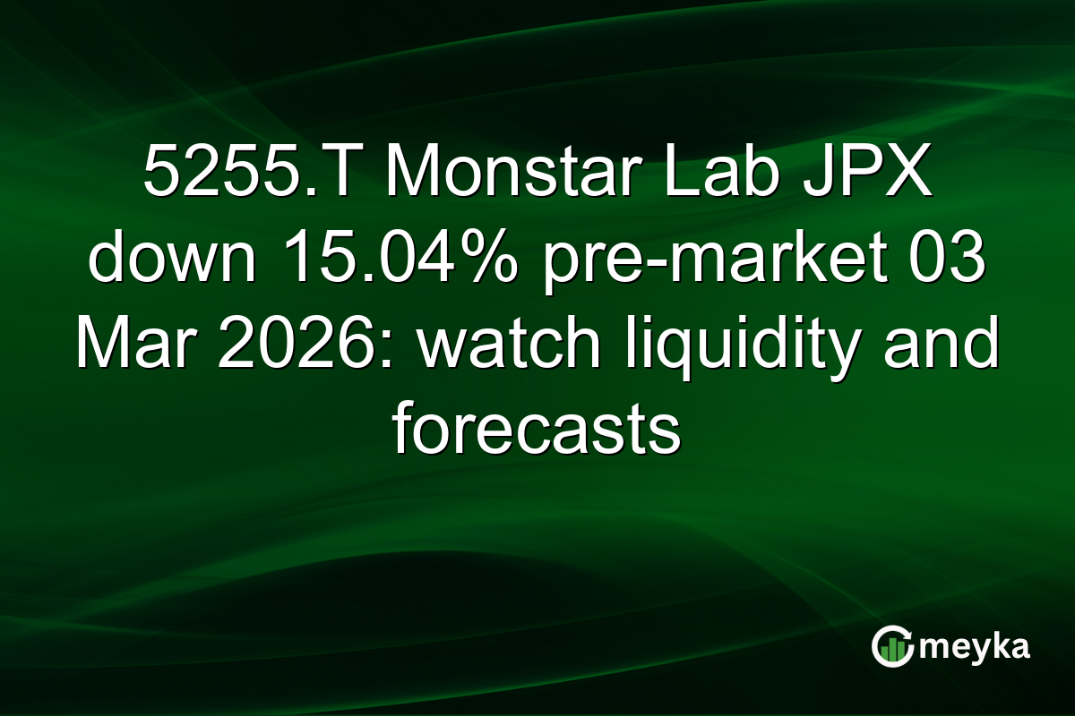 5255.T Monstar Lab JPX down 15.04% pre-market 03 Mar 2026: watch liquidity and forecasts