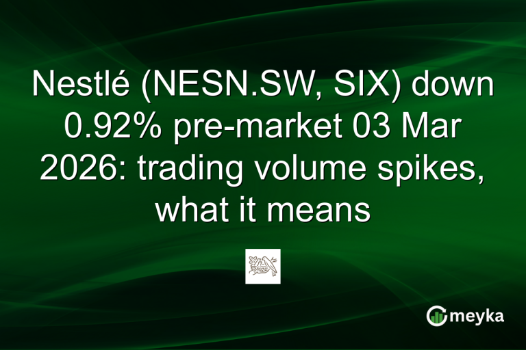 Nestlé (NESN.SW, SIX) down 0.92% pre-market 03 Mar 2026: trading volume spikes, what it means