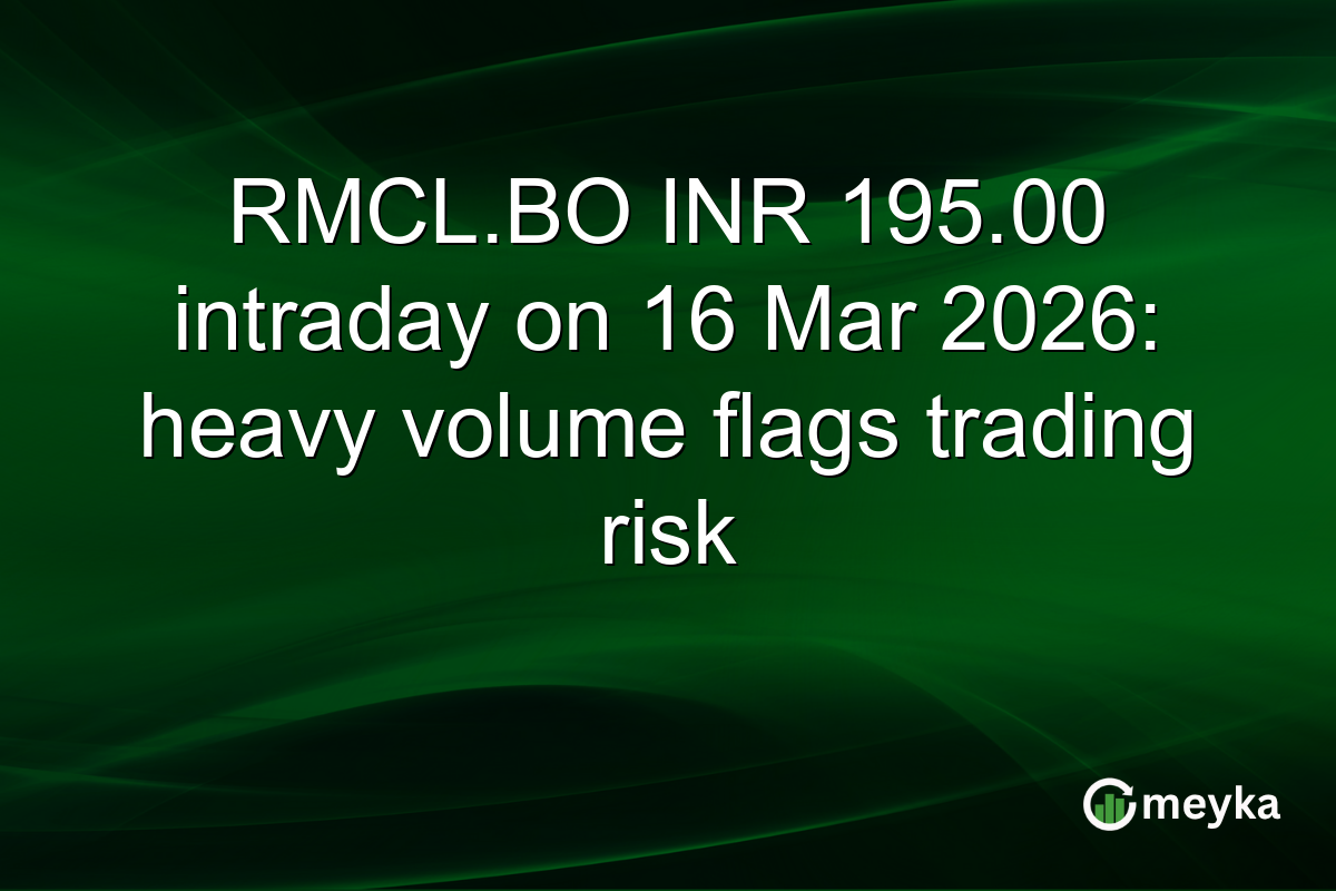 RMCL.BO INR 195.00 intraday on 16 Mar 2026: heavy volume flags trading risk