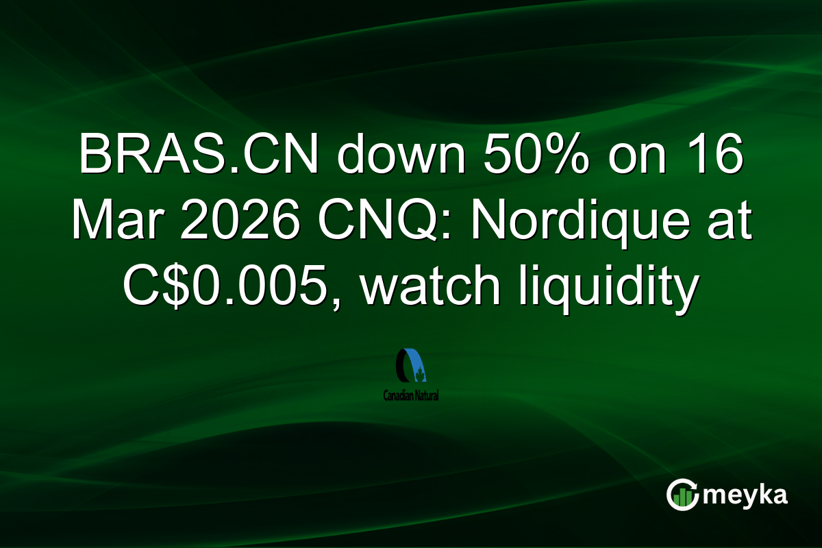 BRAS.CN down 50% on 16 Mar 2026 CNQ: Nordique at C$0.005, watch liquidity