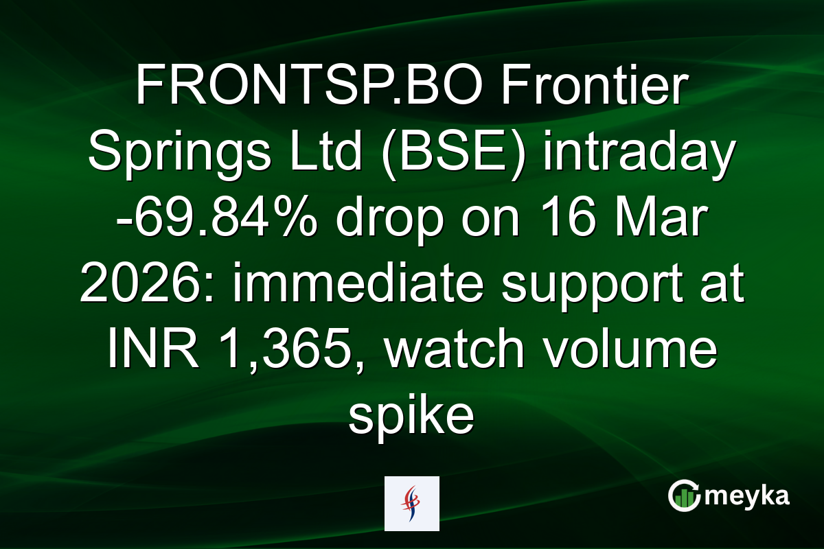 FRONTSP.BO Frontier Springs Ltd (BSE) intraday -69.84% drop on 16 Mar 2026: immediate support at INR 1,365, watch volume spike