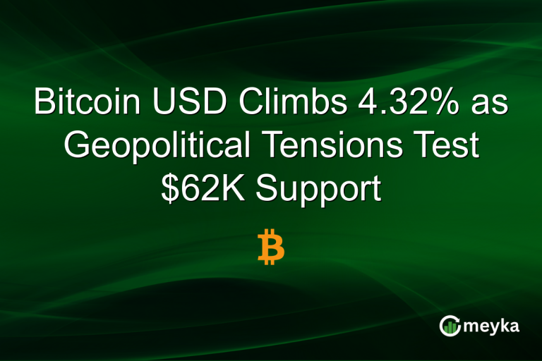 Bitcoin USD Climbs 4.32% as Geopolitical Tensions Test $62K Support