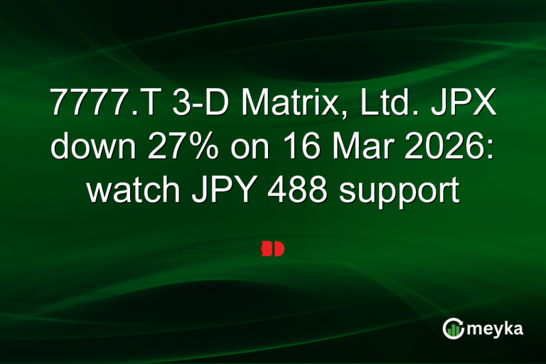 7777.T 3-D Matrix, Ltd. JPX down 27% on 16 Mar 2026: watch JPY 488 support