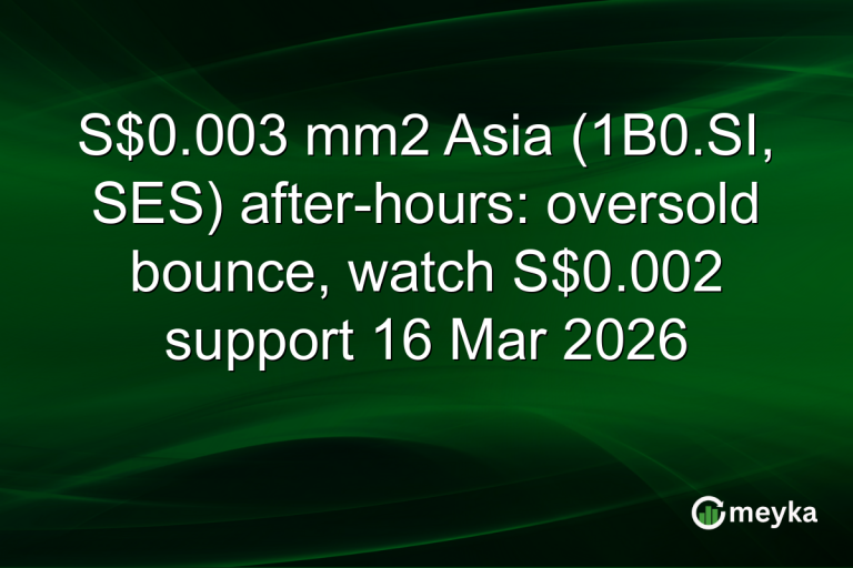 S$0.003 mm2 Asia (1B0.SI, SES) after-hours: oversold bounce, watch S$0.002 support 16 Mar 2026
