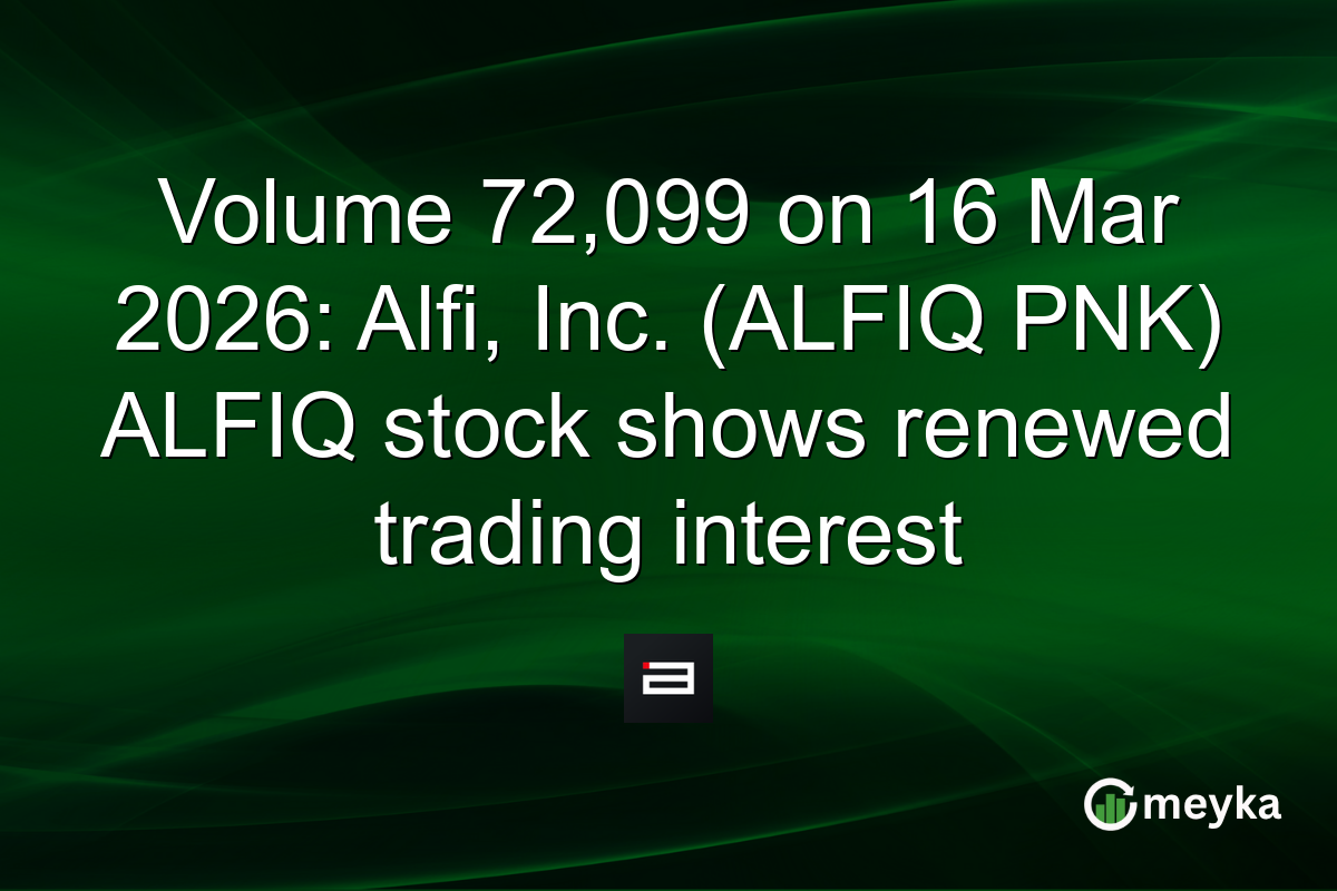 Volume 72,099 on 16 Mar 2026: Alfi, Inc. (ALFIQ PNK) ALFIQ stock shows renewed trading interest