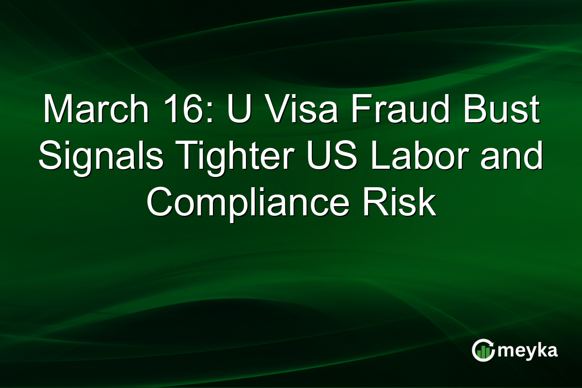 March 16: U Visa Fraud Bust Signals Tighter US Labor and Compliance Risk