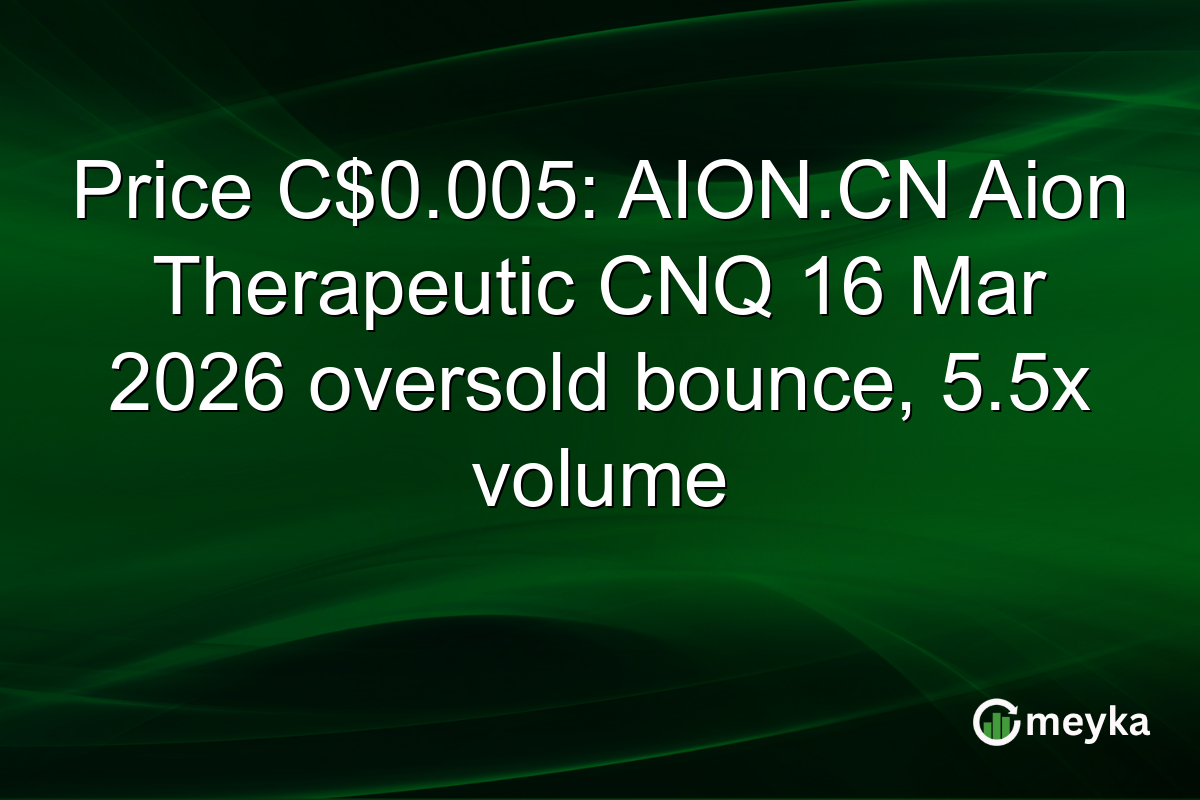 Price C$0.005: AION.CN Aion Therapeutic CNQ 16 Mar 2026 oversold bounce, 5.5x volume