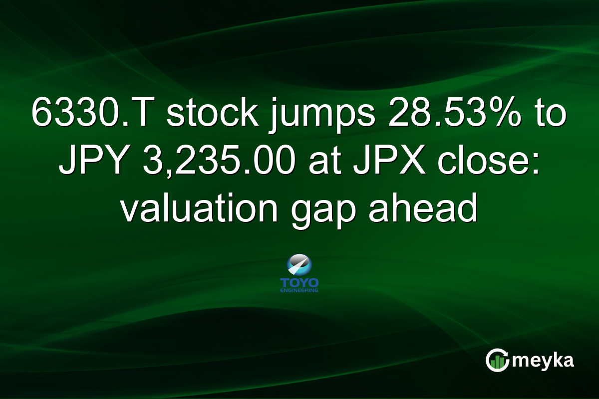6330.T stock jumps 28.53% to JPY 3,235.00 at JPX close: valuation gap ahead