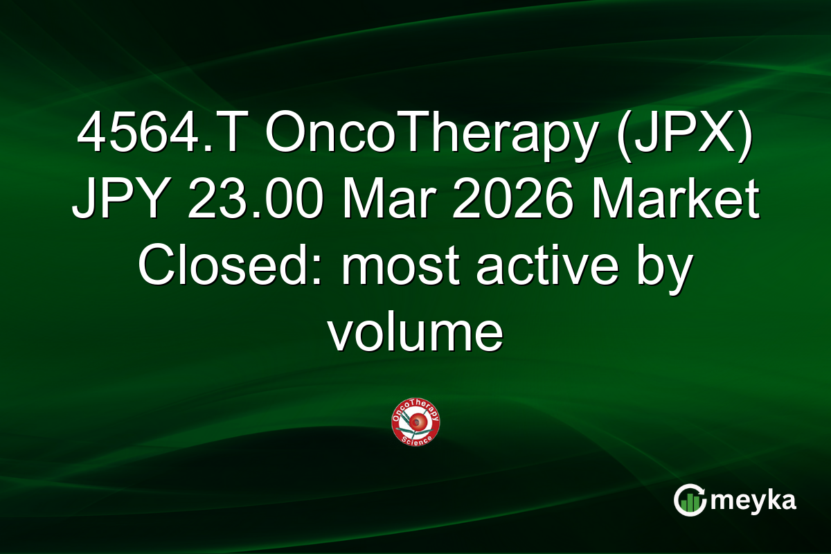4564.T OncoTherapy (JPX) JPY 23.00 Mar 2026 Market Closed: most active by volume