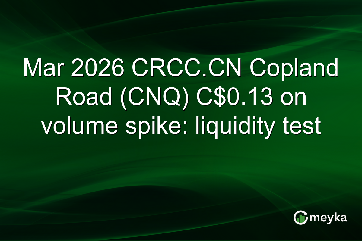 Mar 2026 CRCC.CN Copland Road (CNQ) C$0.13 on volume spike: liquidity test