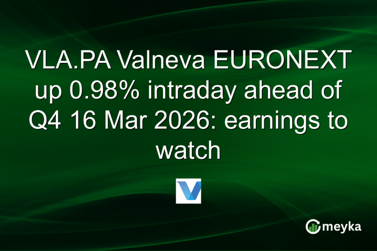 VLA.PA Valneva EURONEXT up 0.98% intraday ahead of Q4 16 Mar 2026: earnings to watch