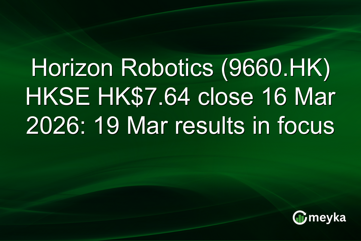 Horizon Robotics (9660.HK) HKSE HK$7.64 close 16 Mar 2026: 19 Mar results in focus