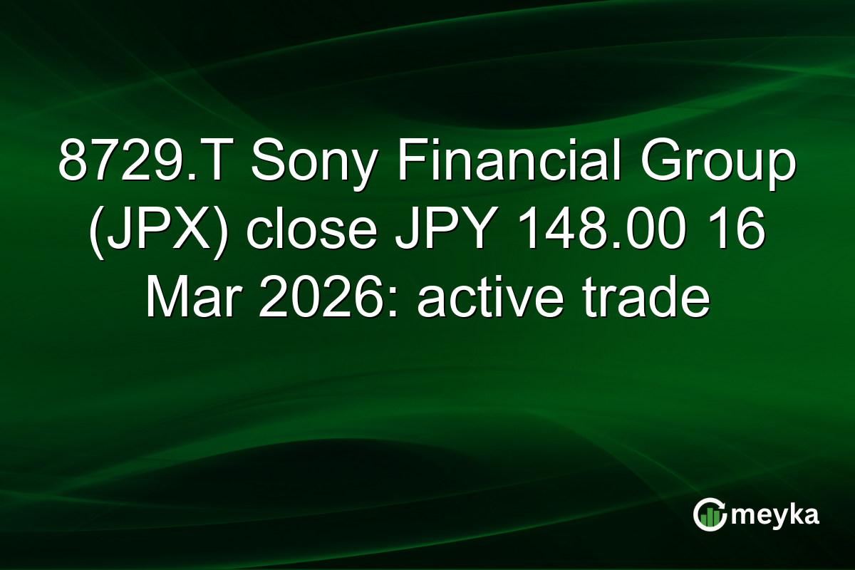 8729.T Sony Financial Group (JPX) close JPY 148.00 16 Mar 2026: active trade