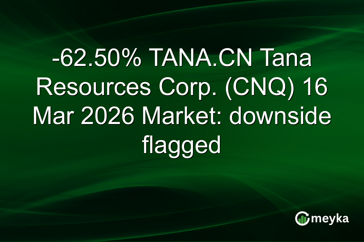 -62.50% TANA.CN Tana Resources Corp. (CNQ) 16 Mar 2026 Market: downside flagged