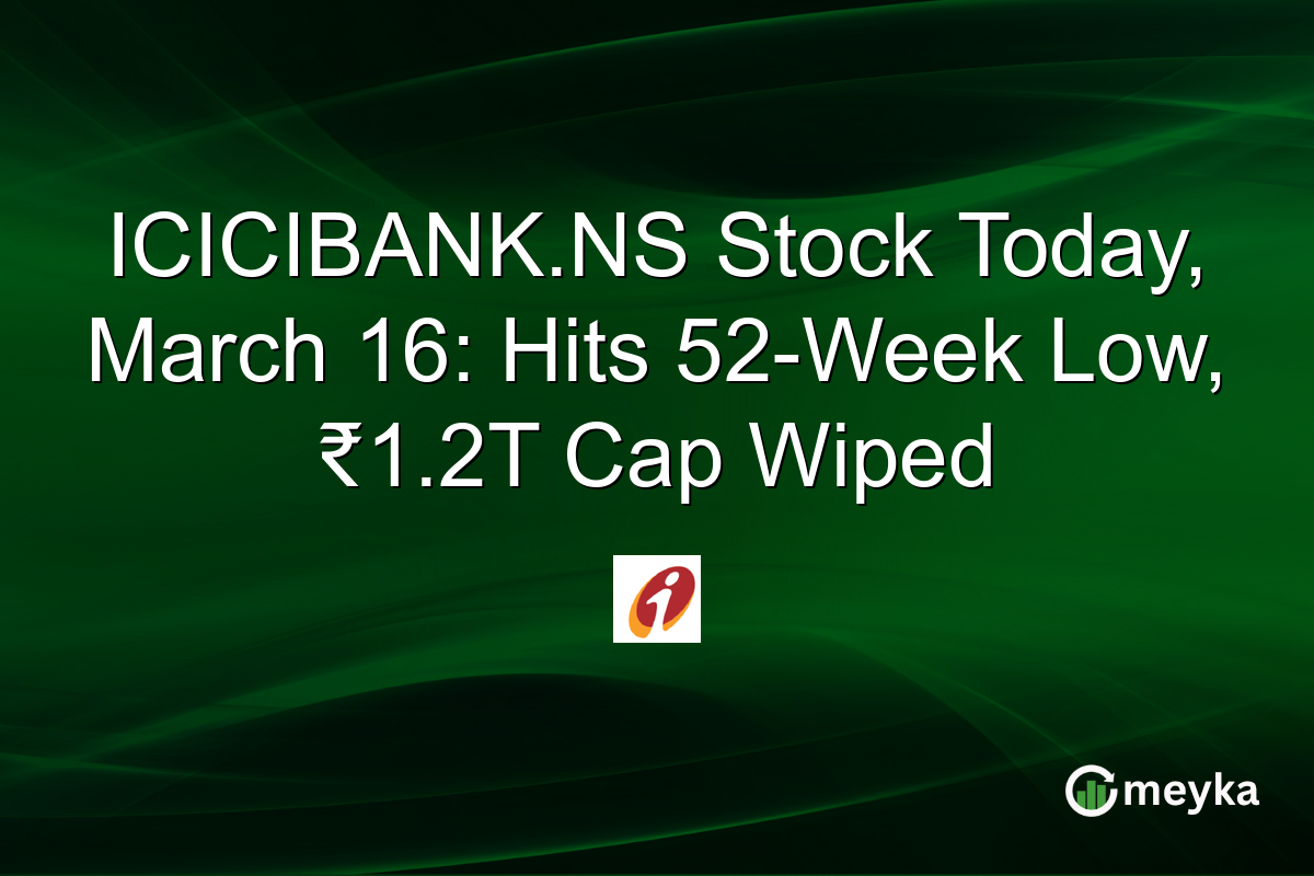 ICICIBANK.NS Stock Today, March 16: Hits 52-Week Low, βΉ1.2T Cap Wiped