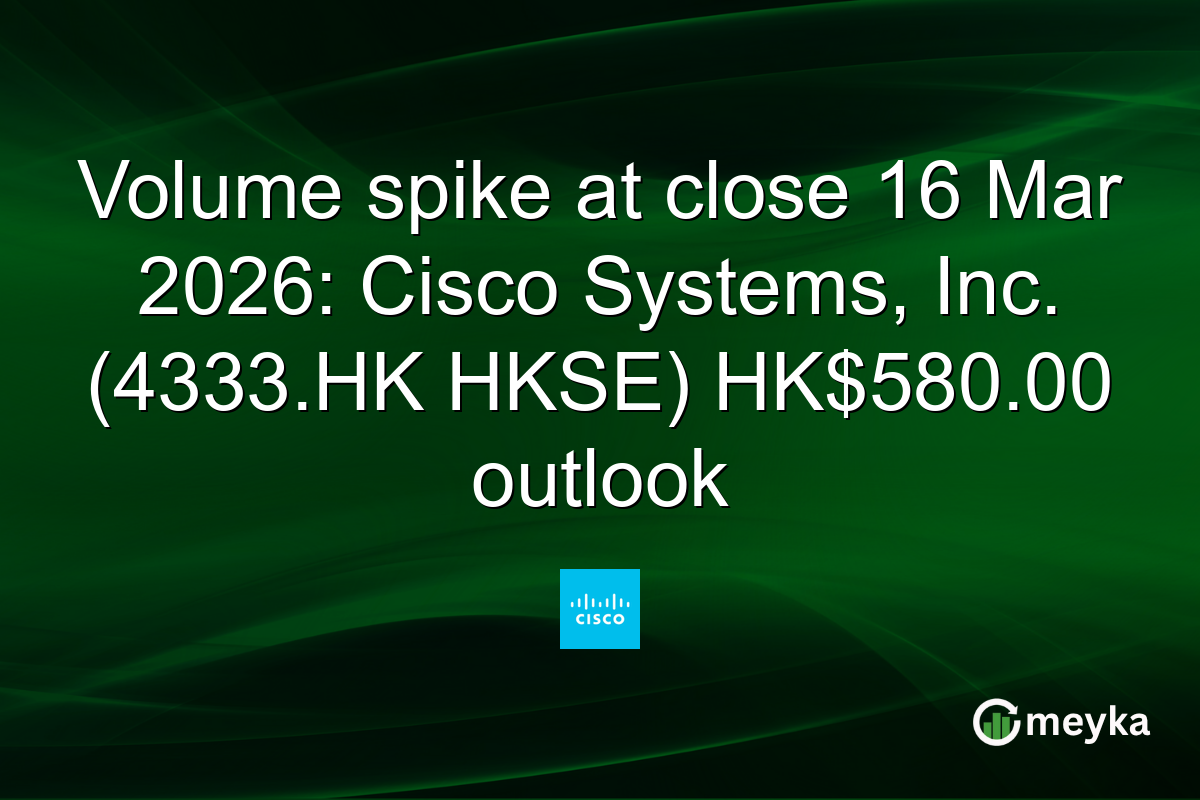 Volume spike at close 16 Mar 2026: Cisco Systems, Inc. (4333.HK HKSE) HK$580.00 outlook