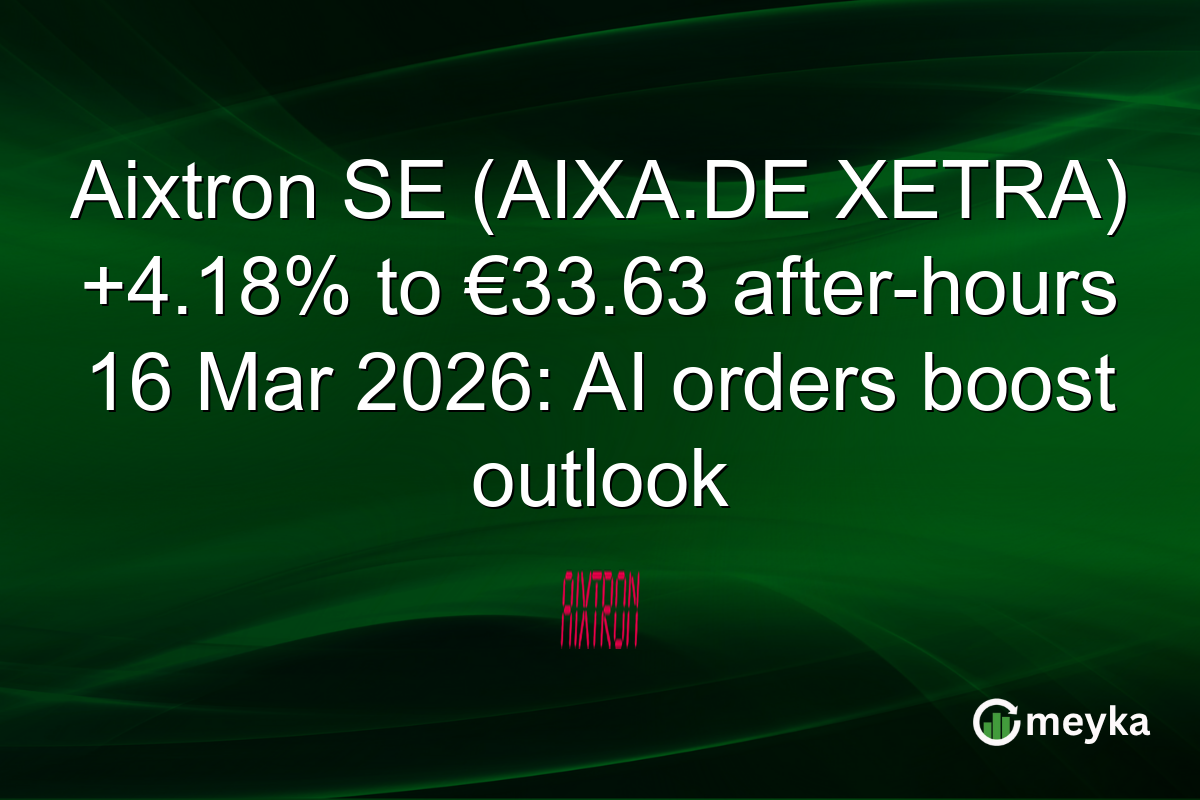 Aixtron SE (AIXA.DE XETRA) +4.18% to €33.63 after-hours 16 Mar 2026: AI orders boost outlook