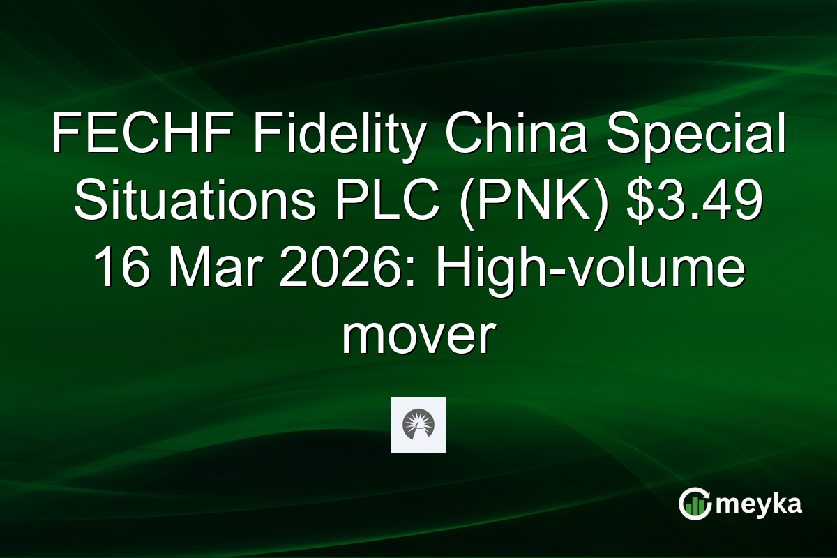 FECHF Fidelity China Special Situations PLC (PNK) $3.49 16 Mar 2026: High-volume mover
