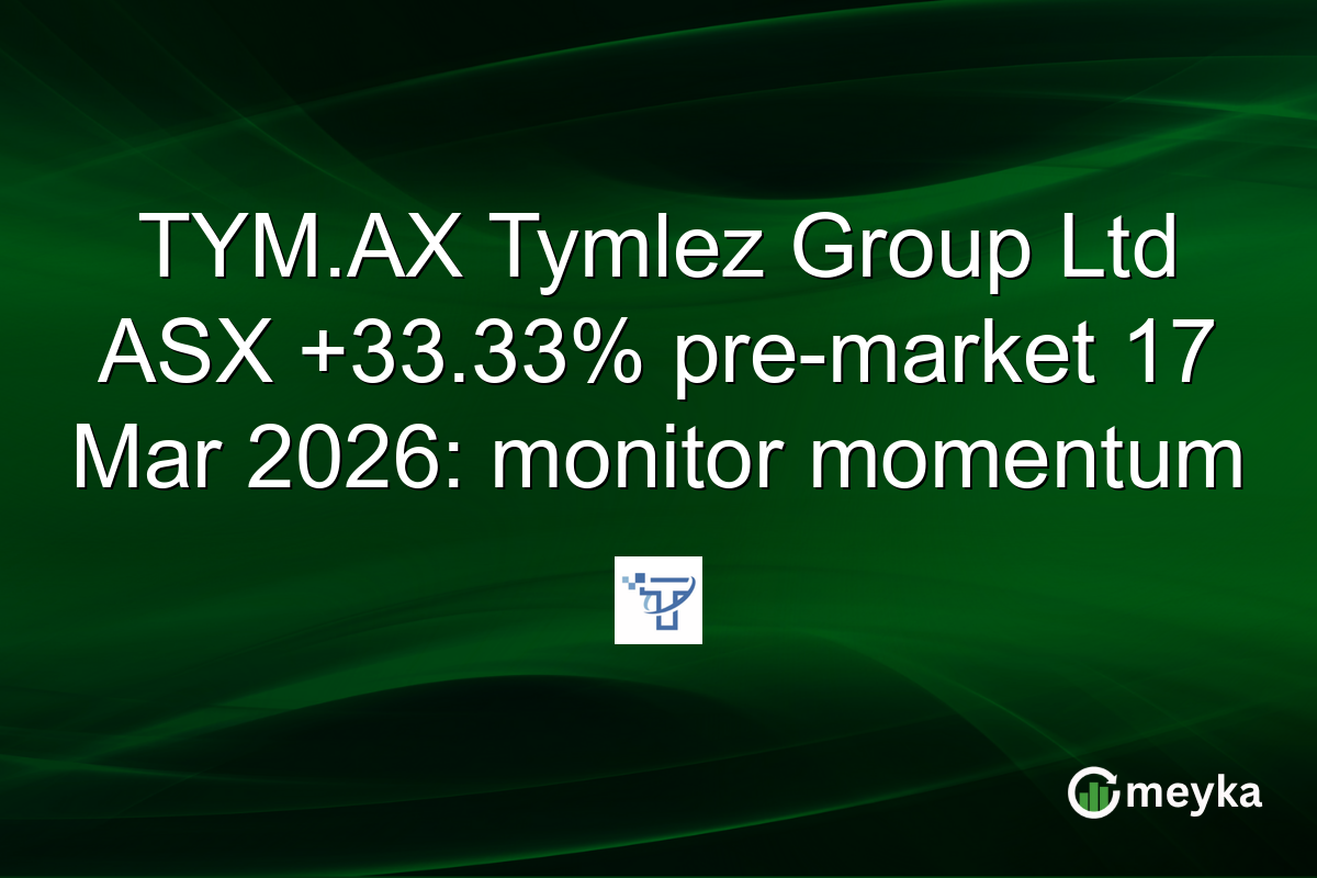 TYM.AX Tymlez Group Ltd ASX +33.33% pre-market 17 Mar 2026: monitor momentum