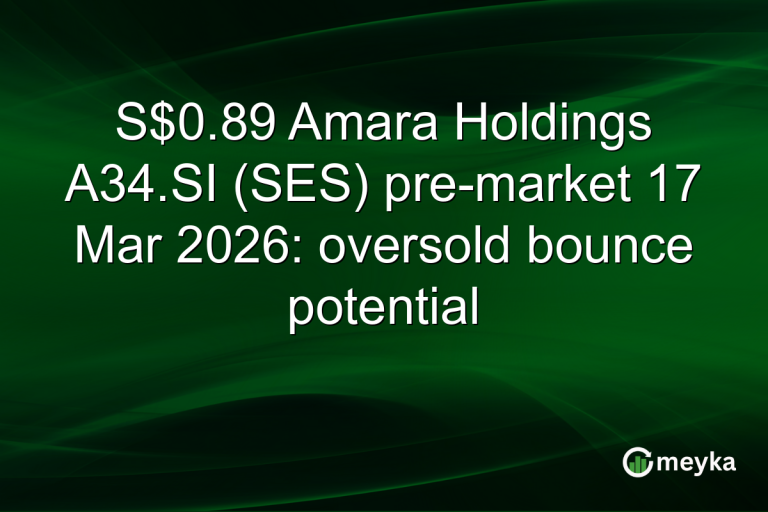 S$0.89 Amara Holdings A34.SI (SES) pre-market 17 Mar 2026: oversold bounce potential
