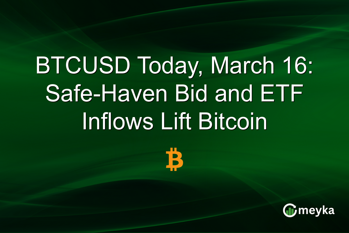 BTCUSD Today, March 16: Safe-Haven Bid and ETF Inflows Lift Bitcoin