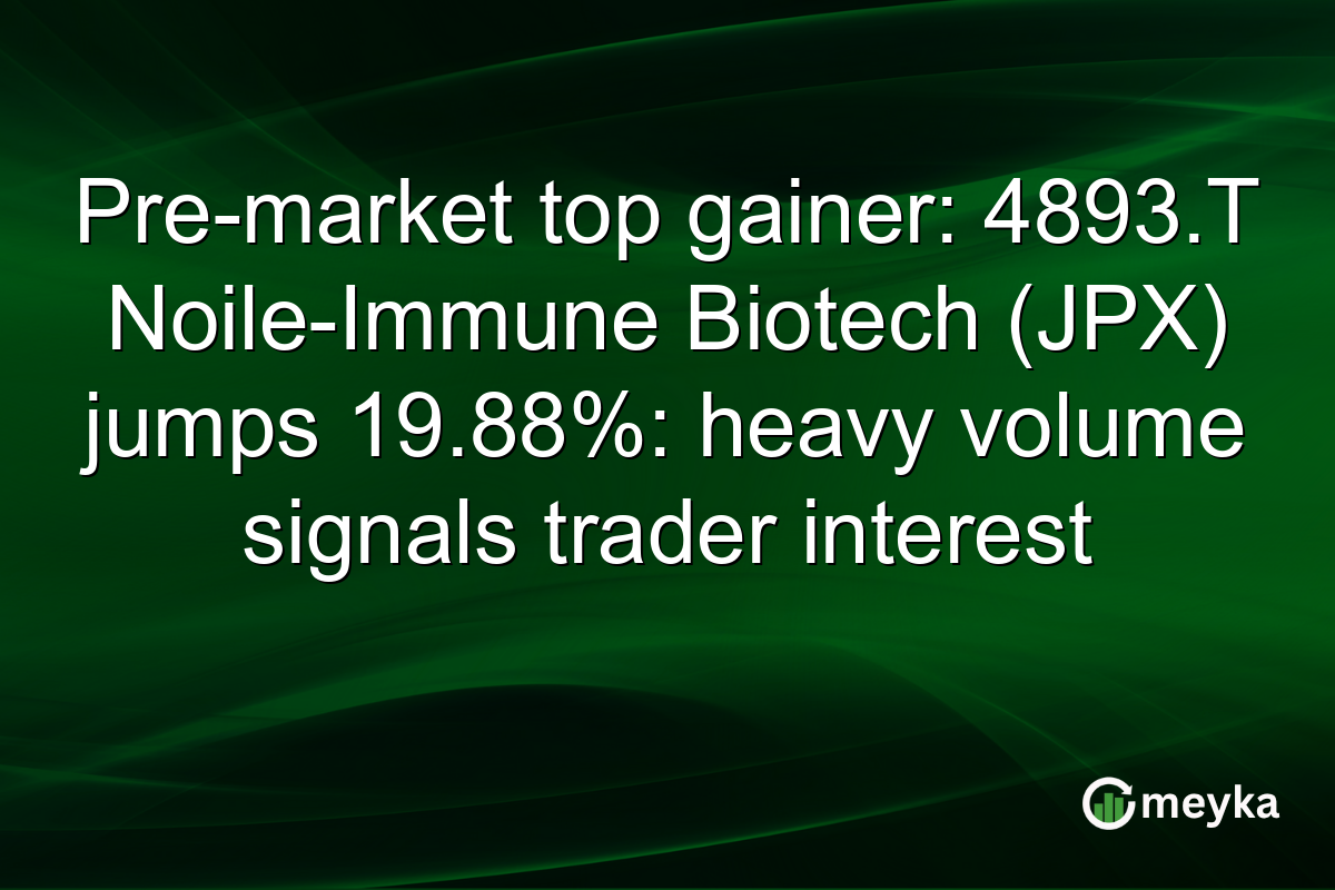 Pre-market top gainer: 4893.T Noile-Immune Biotech (JPX) jumps 19.88%: heavy volume signals trader interest