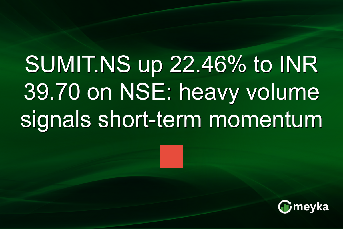 SUMIT.NS up 22.46% to INR 39.70 on NSE: heavy volume signals short-term momentum