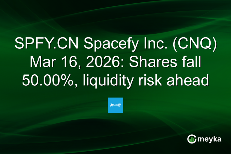 SPFY.CN Spacefy Inc. (CNQ) Mar 16, 2026: Shares fall 50.00%, liquidity risk ahead