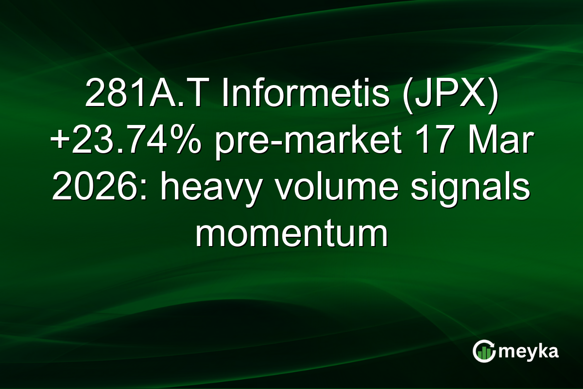 281A.T Informetis (JPX) +23.74% pre-market 17 Mar 2026: heavy volume signals momentum