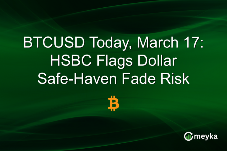 BTCUSD Today, March 17: HSBC Flags Dollar Safe-Haven Fade Risk