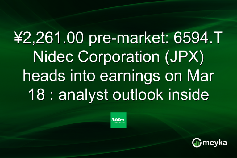 ¥2,261.00 pre-market: 6594.T Nidec Corporation (JPX) heads into earnings on Mar 18 : analyst outlook inside