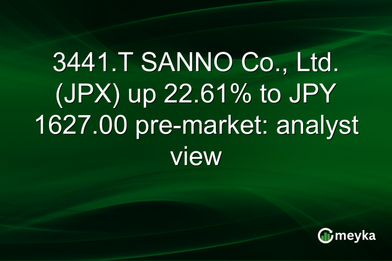 3441.T SANNO Co., Ltd. (JPX) up 22.61% to JPY 1627.00 pre-market: analyst view