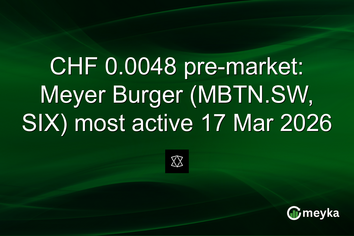 CHF 0.0048 pre-market: Meyer Burger (MBTN.SW, SIX) most active 17 Mar 2026